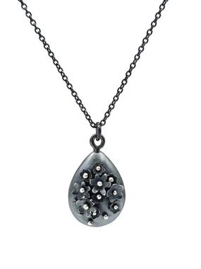 Artisan made Oxidized Sterling Silver Teardrop Cluster Pendant